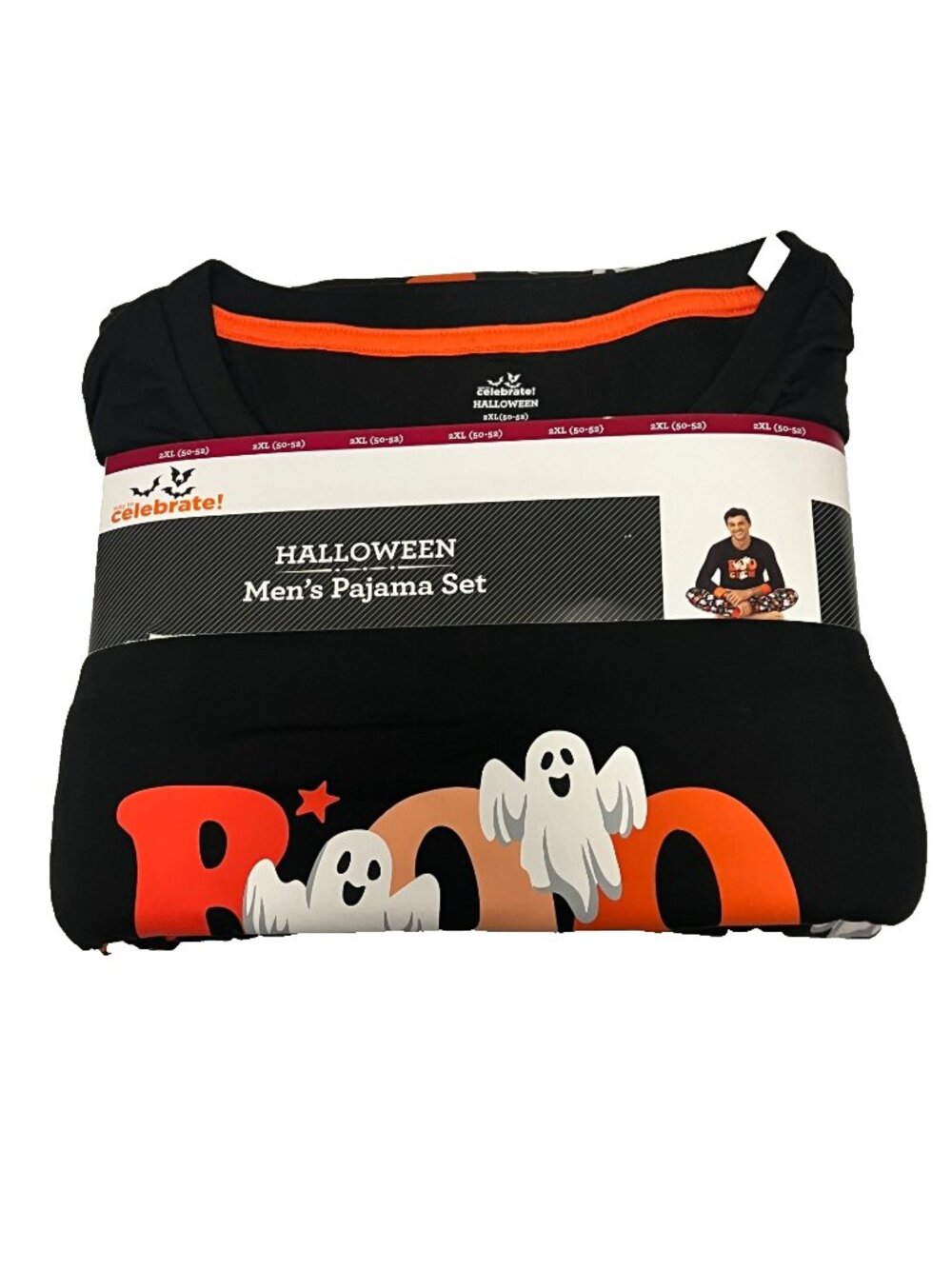 Men's Halloween Boo Crew Matching Family Pajama Set  Ghosts Long Sleeve Size 2XL